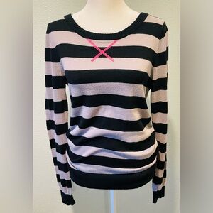 Striped Black and gray with pink Sweater